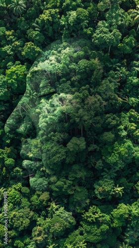 Green Forest in Human Face Shape