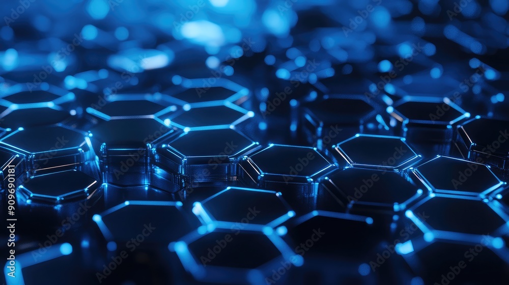 3D abstract hexagonal grid with depth effect, futuristic design 3D abstract hexagonal grid with depth effect, futuristic design