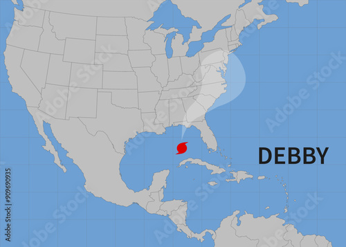 Hurricane Debby moved to Florida. Vector illustration