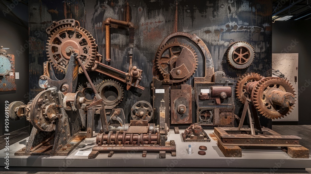 Old machinery can inspire creativity and artistic expression. Artists and designers repurpose components Old machinery can inspire creativity and artistic expression. Artists and designers repurpose components