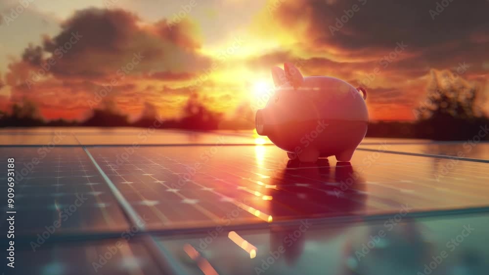 save the green planet concept with solar plants under sunset sky save the green planet concept with solar plants under sunset sky