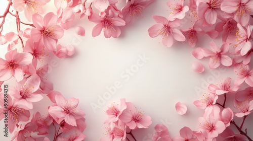 Pink Sakura flowers realistic floral banner. Cherry blossom vector greeting card design,Spring flower illustration background,Spring trip campaign banner material cherry blossoms,space for text.