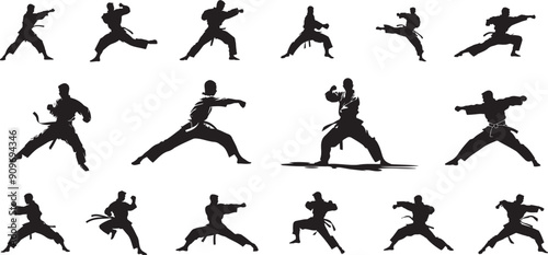 karate or taekwondo icon set 