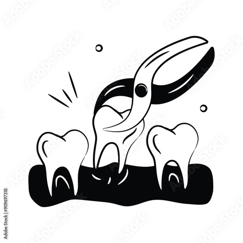 Creative Icon of tooth extraction procedure, showing dental care vector.