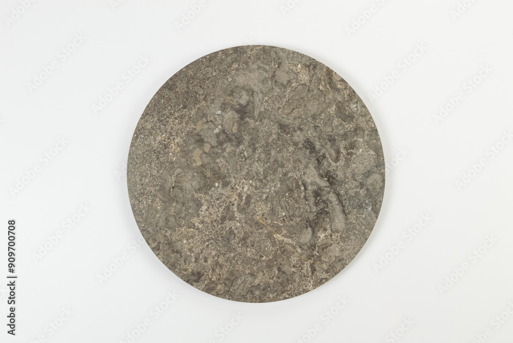 Top view of brown marble plate on white background. Food presentation, stone tray. Copy space, flat lay. Top view of brown marble plate on white background. Food presentation, stone tray. Copy space, flat lay.
