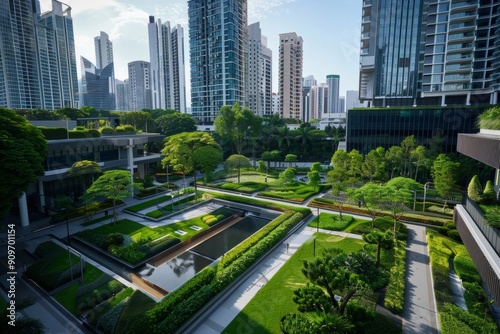 eco-conscious intelligent greenery in urban areas, highlighting smart, sustainable green spaces that enhance city living while promoting environmental stewardship.