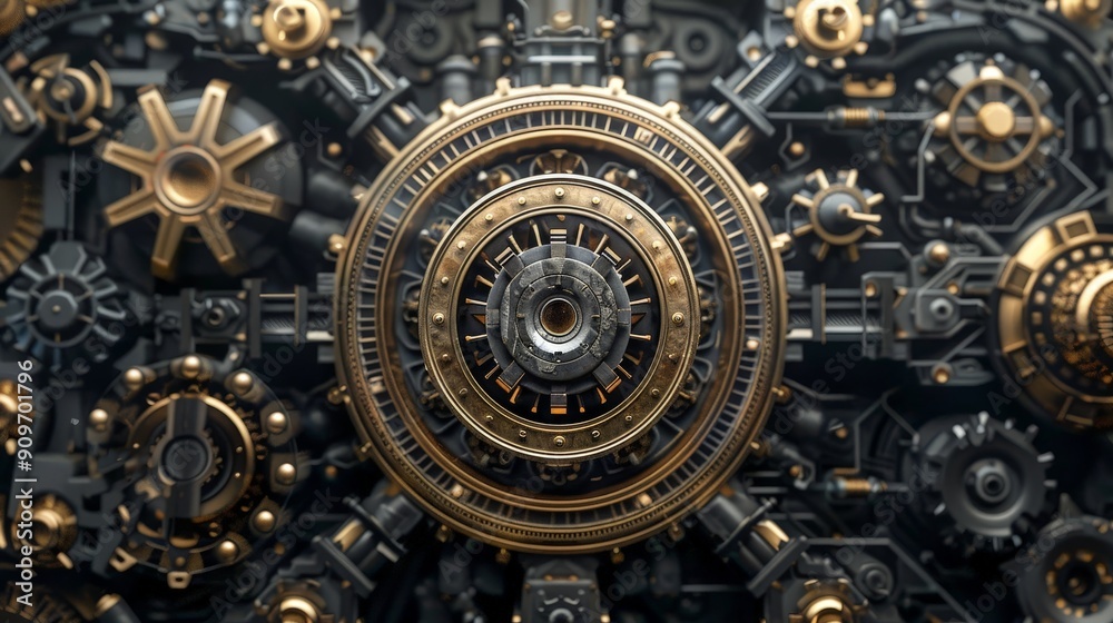 Rediscover the industrial charm of retro machinery graphics, with intricate gears and mechanical designs Rediscover the industrial charm of retro machinery graphics, with intricate gears and mechanical designs