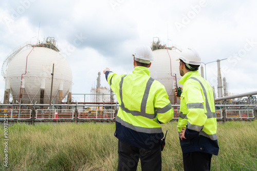 Wallpaper Mural Both of Petroleum engineer is on a mission to inspect oil distillation at a huge oil refinery Torontodigital.ca