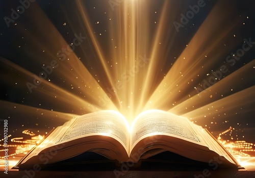 a holy book that radiates divine light photo