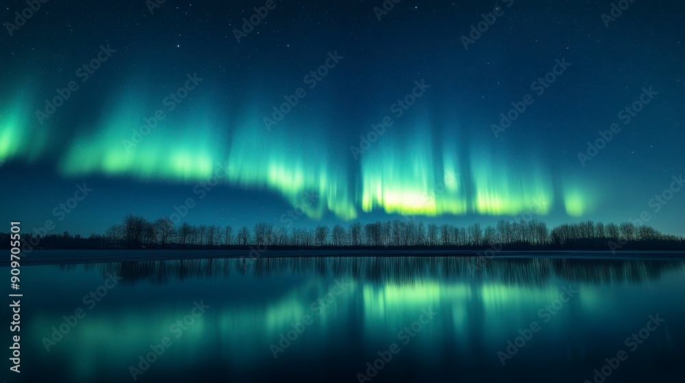 A stunning display of northern lights reflecting on a calm lake, capturing the ethereal beauty of the aurora borealis. A stunning display of northern lights reflecting on a calm lake, capturing the ethereal beauty of the aurora borealis.