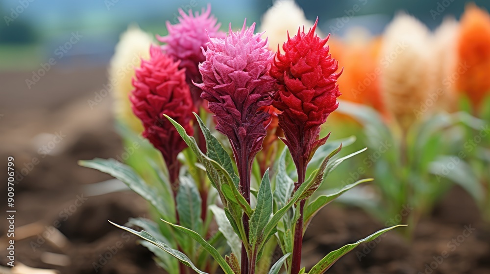 Celosia flower seedlings It has hairy bracts. Stacked tightly in many layers, there are many colors such as red, orange, pink, yellow. The flowers are Celosia flower seedlings It has hairy bracts. Stacked tightly in many layers, there are many colors such as red, orange, pink, yellow. The flowers are
