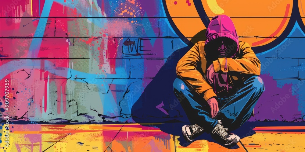 Graffiti-Inspired Illustration of Homelessness Graffiti-Inspired Illustration of Homelessness