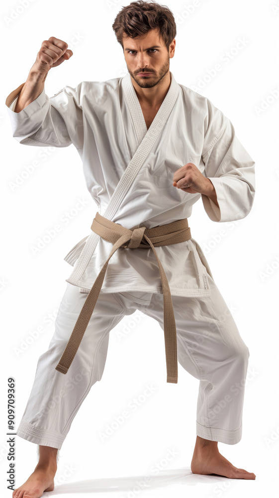 A Focused Karate Master Practices His Striking Technique A Focused Karate Master Practices His Striking Technique