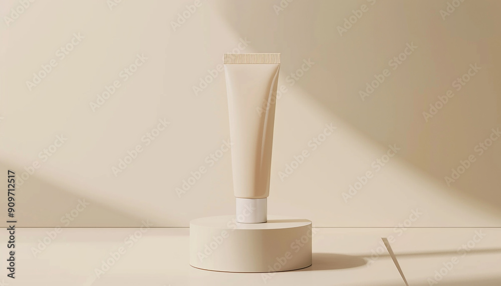 Empty mockup of cosmetic tube on podium generated.AI Empty mockup of cosmetic tube on podium generated.AI