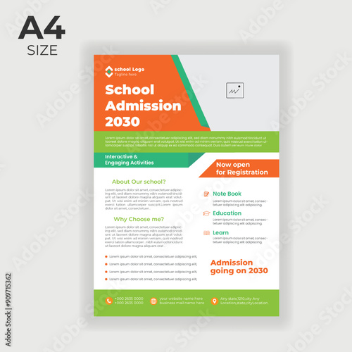 School admission flyer design,Creative and modern online school education admission flyer design template
