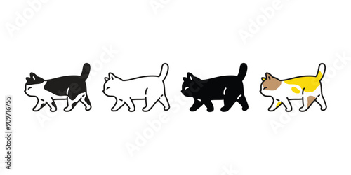 cat vector walking kitten calico neko icon pet cartoon character munchkin illustration symbol clip art isolated