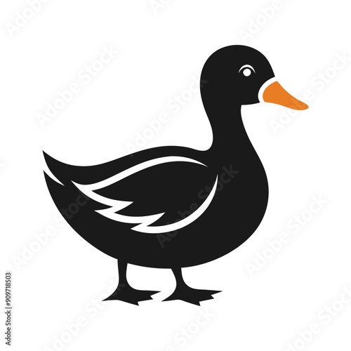 Duck silhouette vector illustration with white background