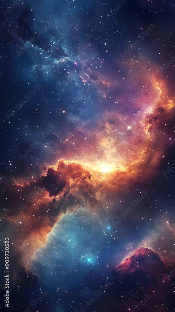 Obraz premium Breathtaking Cosmic Landscape Filled with Shimmering Stars and Vibrant Galactic Nebulae
