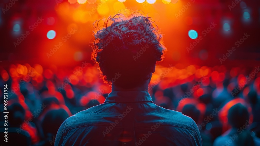A high-energy product launch event, with a presenter unveiling the latest innovation to an excited audience. Dynamic and energetic scene A high-energy product launch event, with a presenter unveiling the latest innovation to an excited audience. Dynamic and energetic scene