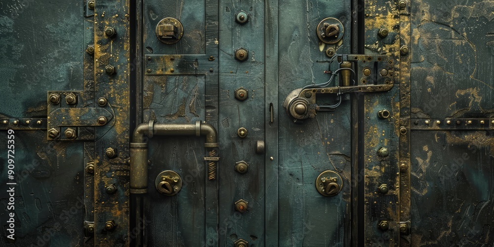 Aged Metal Door with Rust and Rivets Aged Metal Door with Rust and Rivets