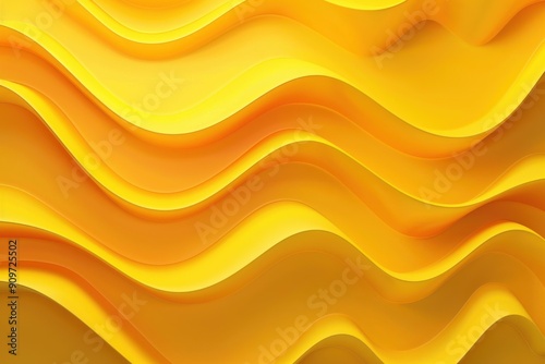 Yellow Waves. Abstract Layered Curves in Vibrant Yellow Tones