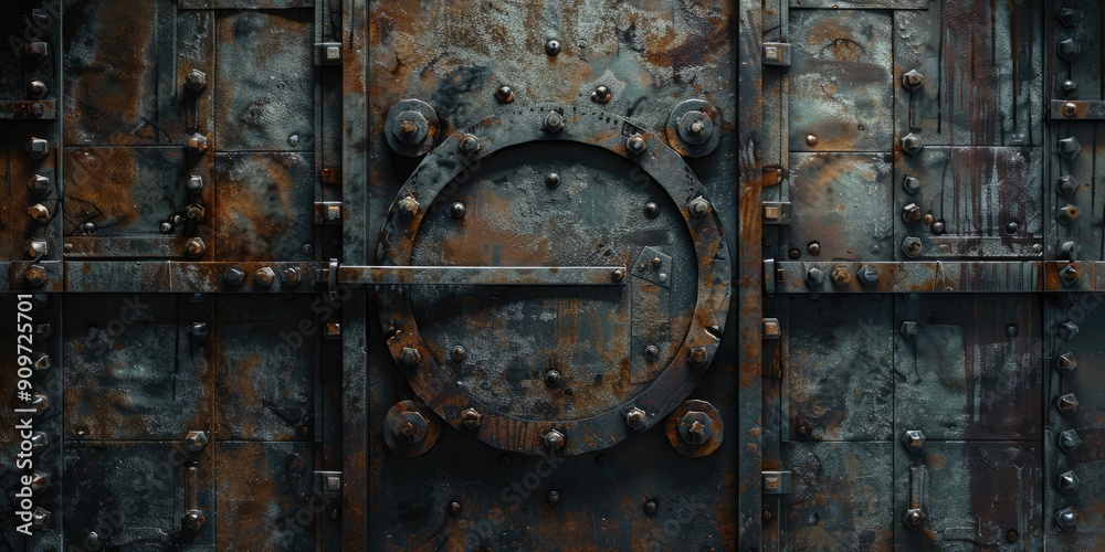 Rusty Industrial Metal Door with Bolts
