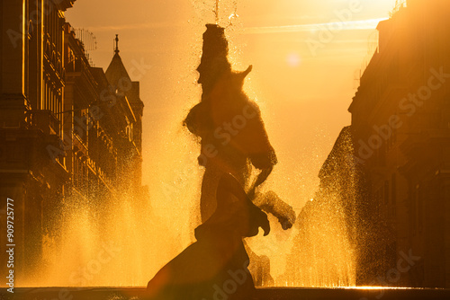Piazza della Repubblica fountain. Nymph mythology. Rome, Italy photo