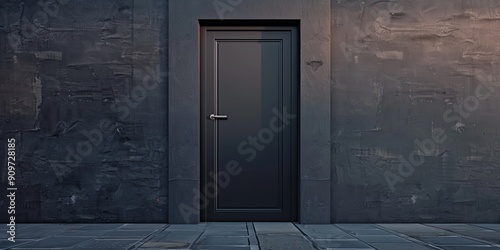 Sleek Grey Door with Industrial Concrete Wall