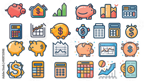 set of finacial icons for education