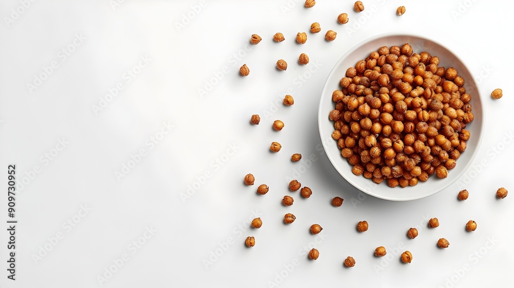 Roasted Chickpeas on White Background with Crispy Texture and Savory Seasoning Roasted Chickpeas on White Background with Crispy Texture and Savory Seasoning