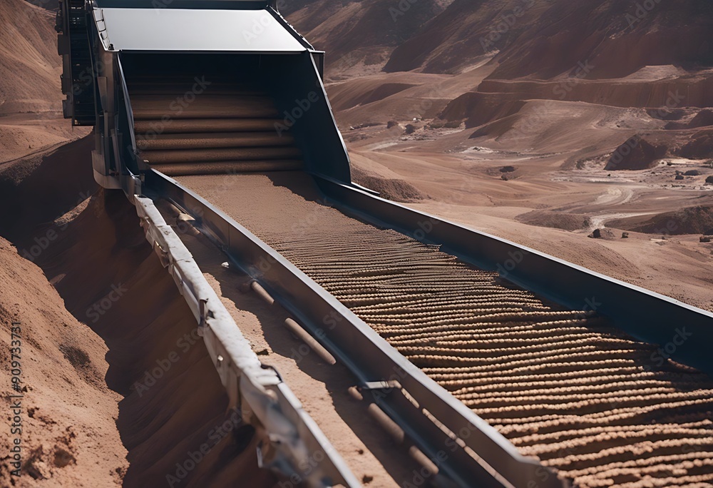 belt conveyor ore moves processing quarry conveyer stone gold mining ...