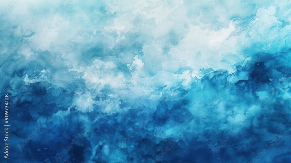 Watercolor background with cool tones of blue Watercolor background with cool tones of blue
