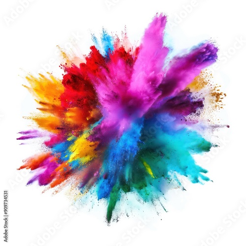 Rainbow bright  color powder explosion.