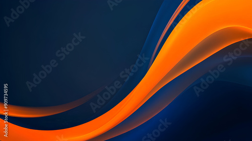 Dark blue and orange gradient abstract background banner with blur 