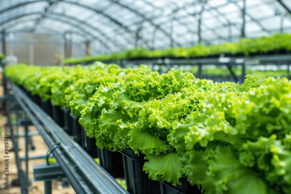 ёLettuce growing in industrial greenhouse ёLettuce growing in industrial greenhouse