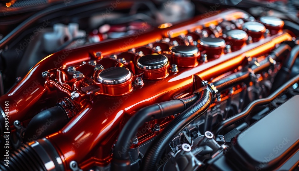 Assessing car engine condition, professional workshop setting Assessing car engine condition, professional workshop setting