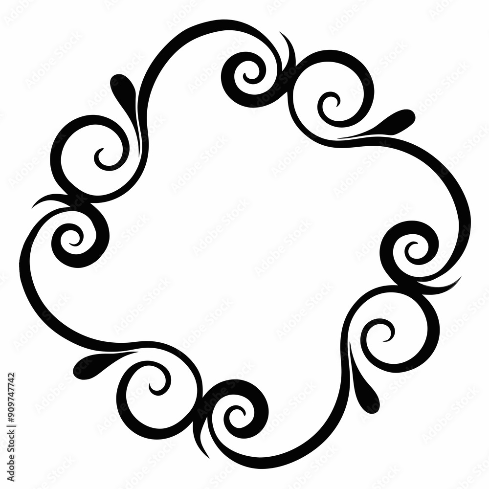Ornate floral pattern in black and white, symmetrical design Ornate floral pattern in black and white, symmetrical design