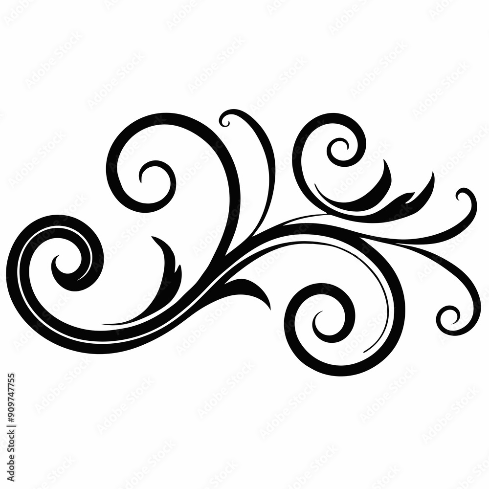 Ornate floral pattern in black and white, symmetrical design Ornate floral pattern in black and white, symmetrical design
