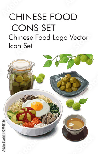 Chinese food logo vector icon set