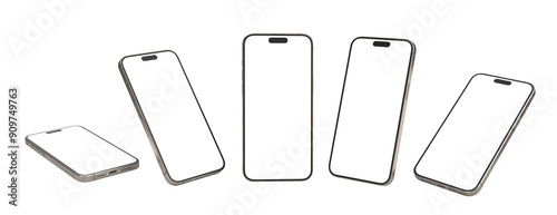 multiple of white smartphones isolated on white