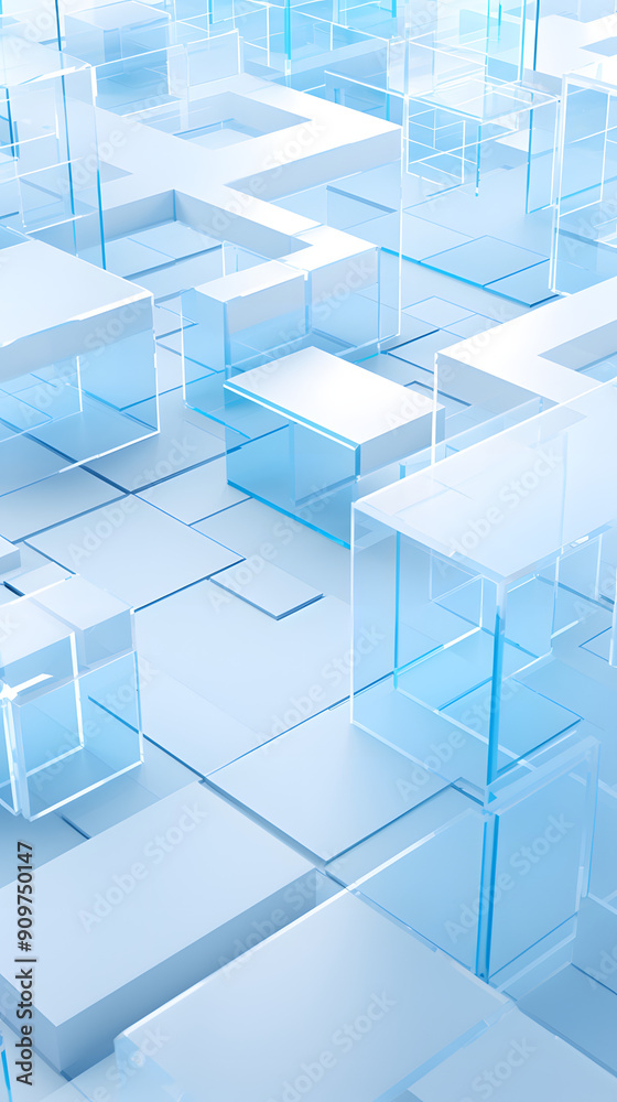 Digital technology white and blue interlaced scene geometry poster background Digital technology white and blue interlaced scene geometry poster background