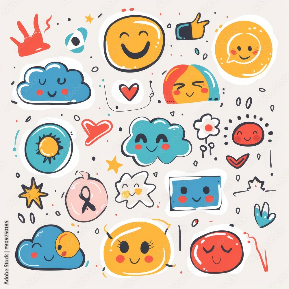 Doodle sketched abstract elements, brush strokes, contemporary art, eyes, faces smear isolated Doodle sketched abstract elements, brush strokes, contemporary art, eyes, faces smear isolated
