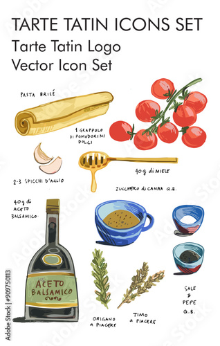 Tarte tatin logo vector icon set