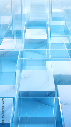 Digital technology white and blue interlaced scene geometry poster background