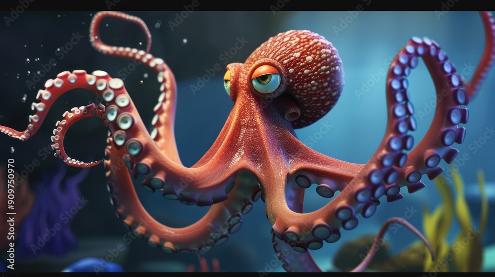 A Playful Octopus in an Underwater Paradise A Playful Octopus in an Underwater Paradise