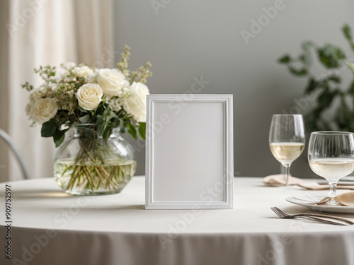 white table number mockup wedding