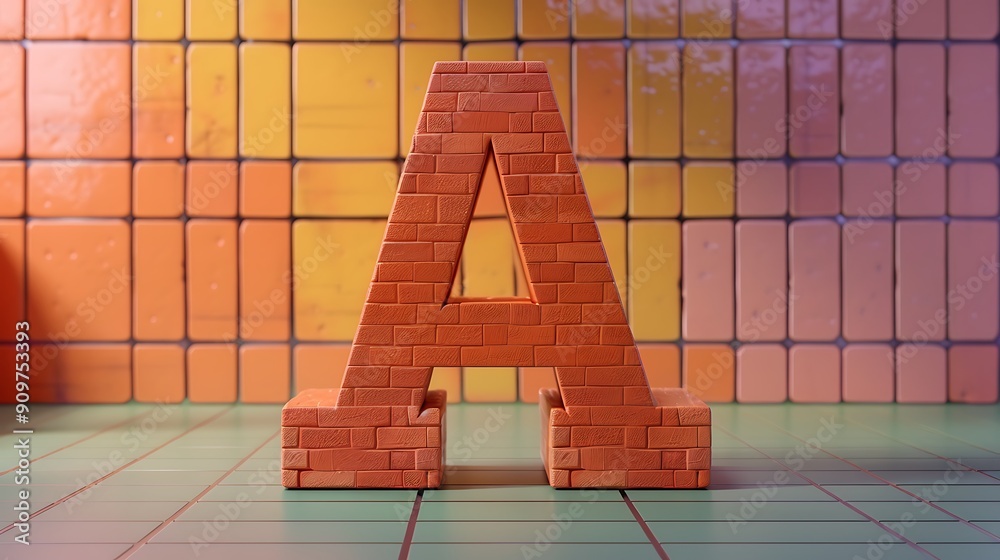 Font on brick texture letter A cut out of paper brick wall fonts set on ...