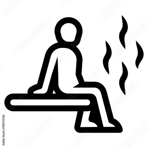 person relaxing while rest in sauna icon