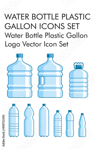 Water bottle plastik galon logo vector icon set