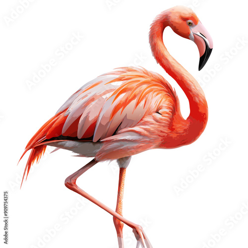 pink flamingo on white background